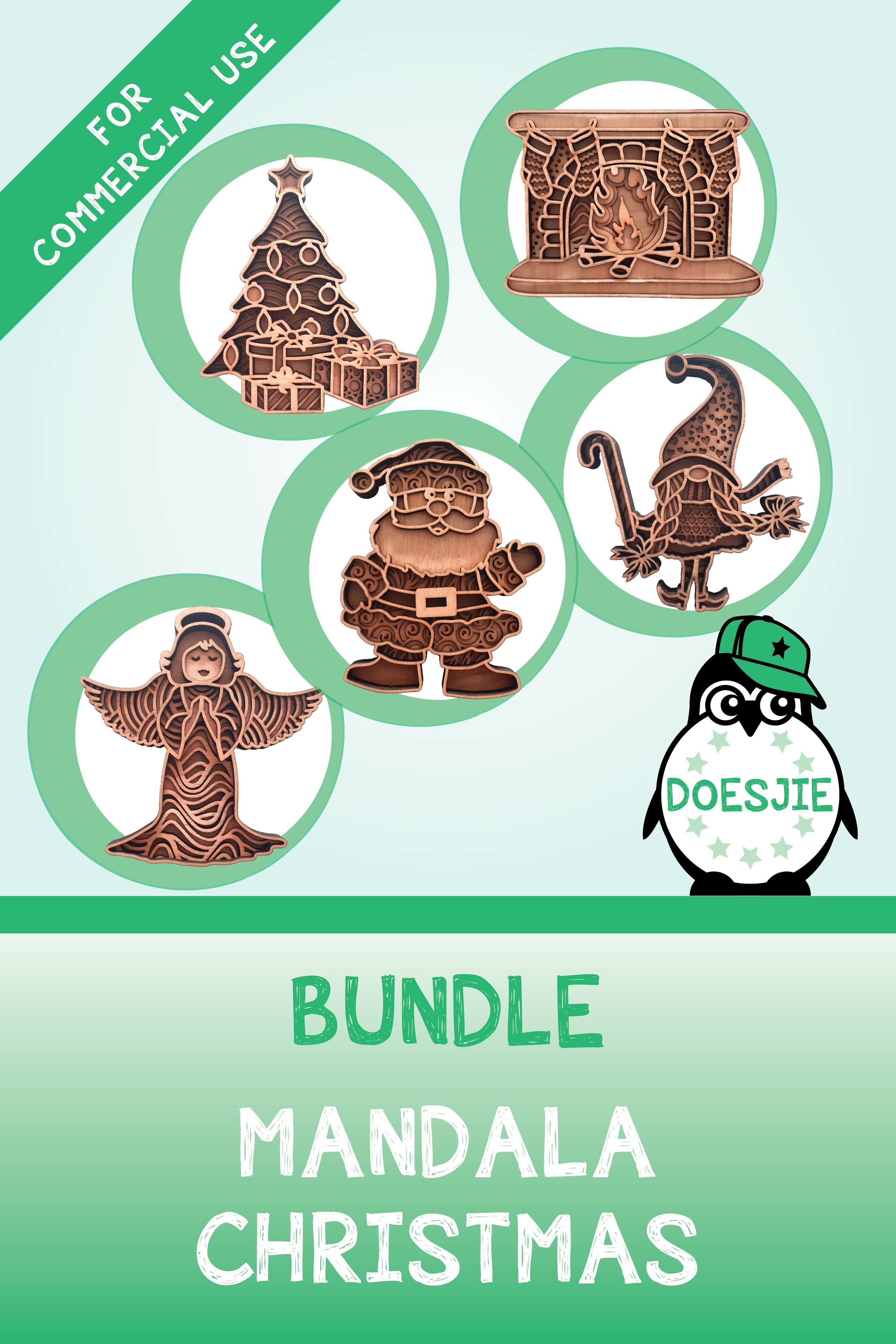 Christmas bundle layered 5 designs 3d mandala (1468956)