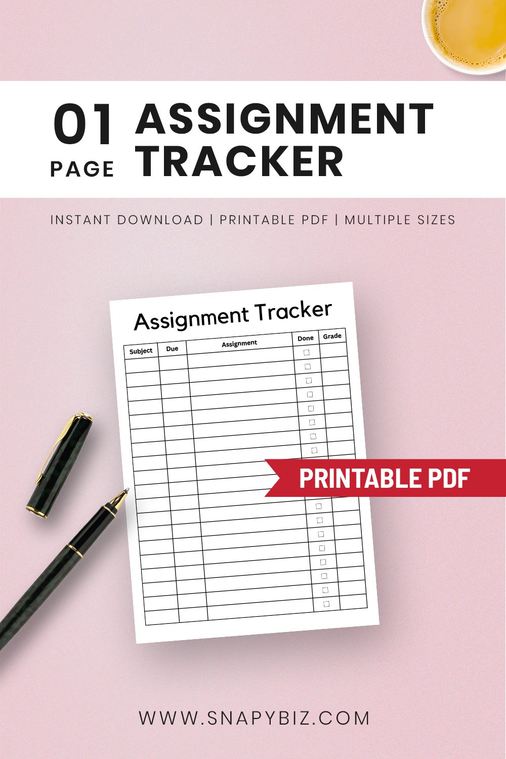 Printable Assignment Tracker Template