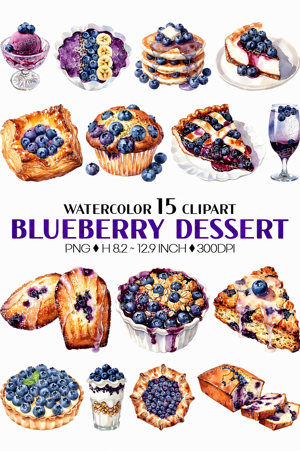 Blueberry Desserts PNG | Watercolor Clipart Cup cake Cheese