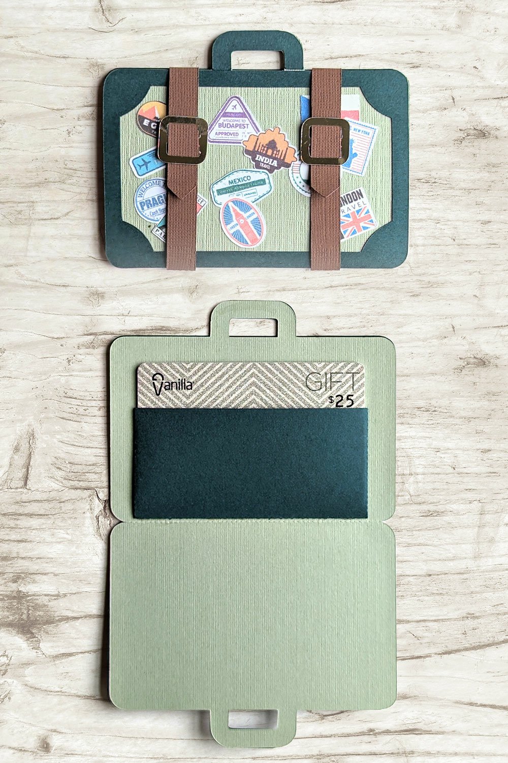 Suitcase Gift Card Holder SVG File with PNG Travel Stickers