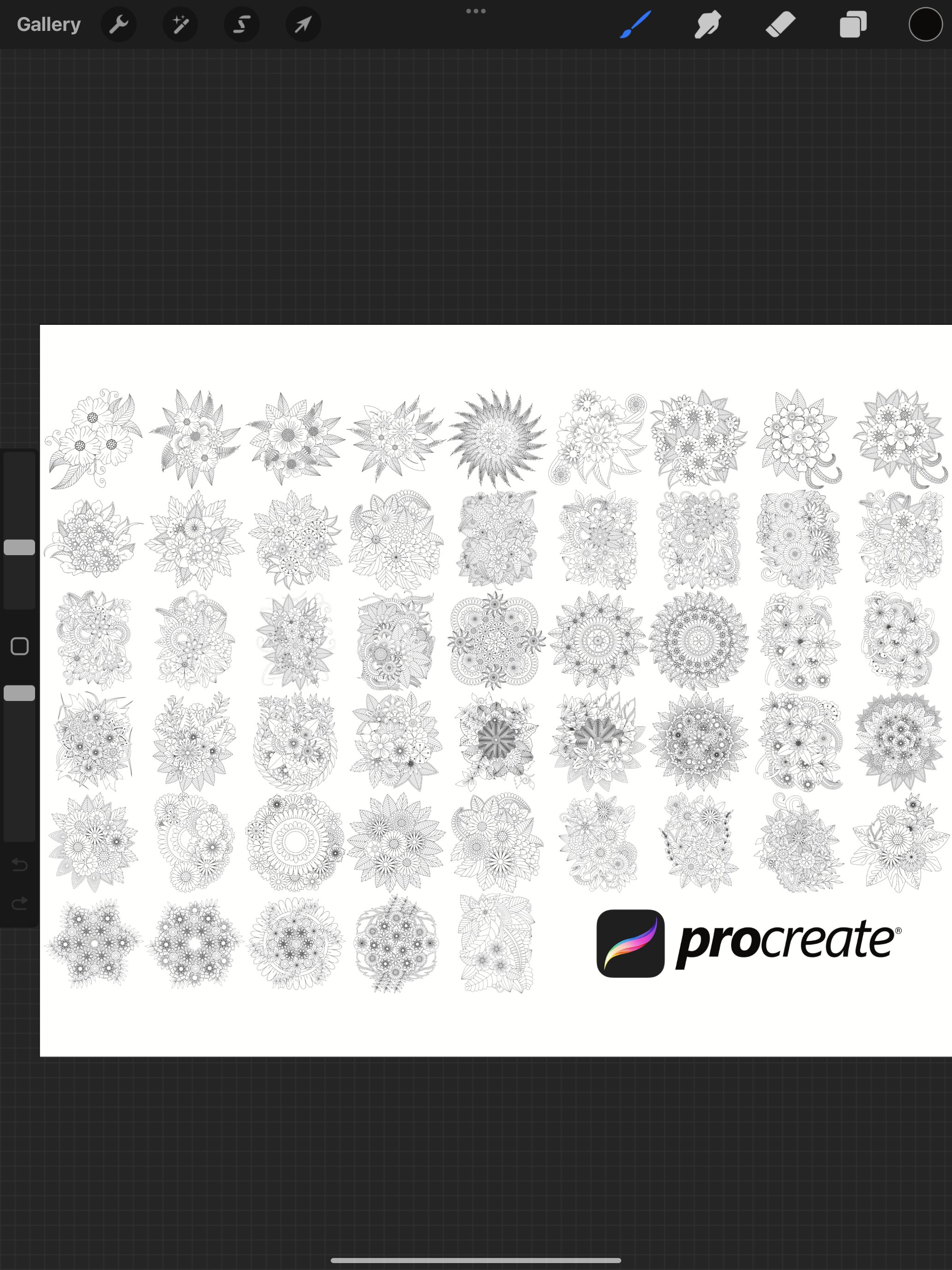 Floral Flower Set 13 Procreate Brush Stamps, 50 Floral