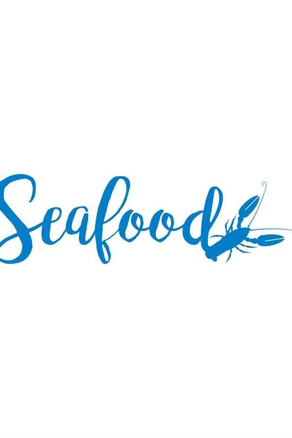 Seafood lettering design isolated on white