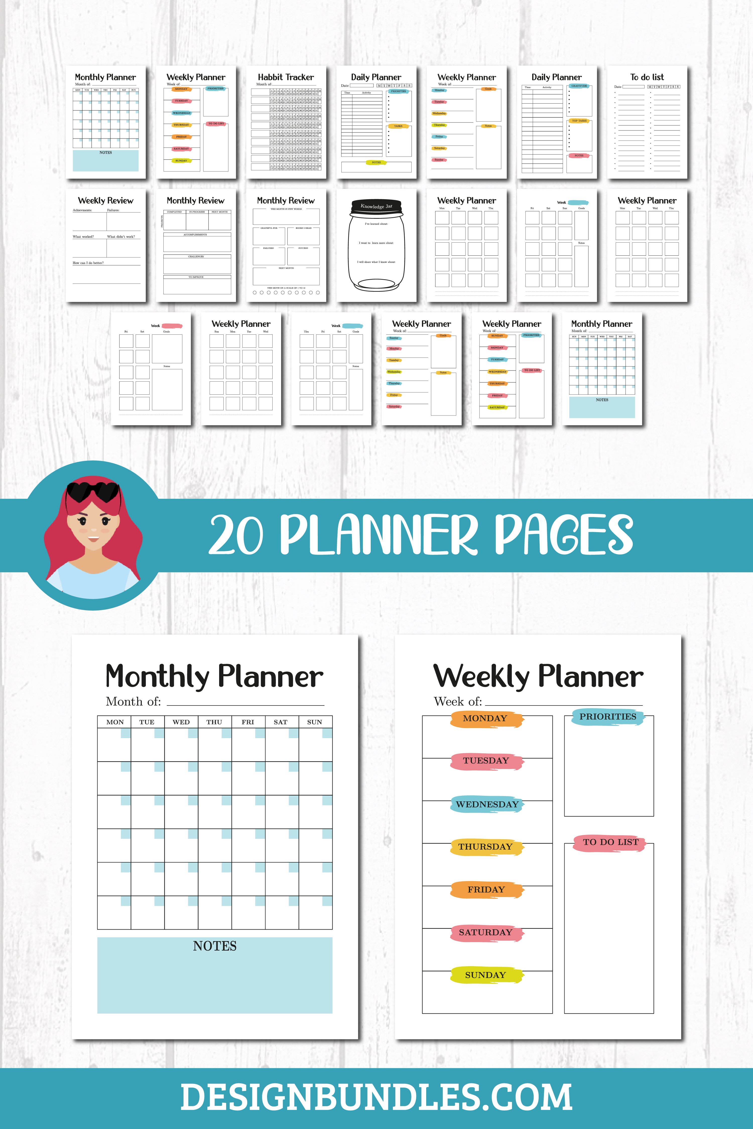 20 Planner pages A4 size, printable digital templates vol 2