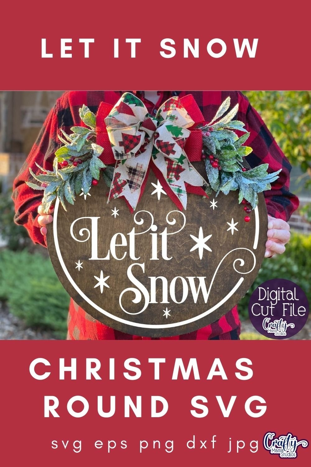 Let It Snow Christmas Round Sign Svg