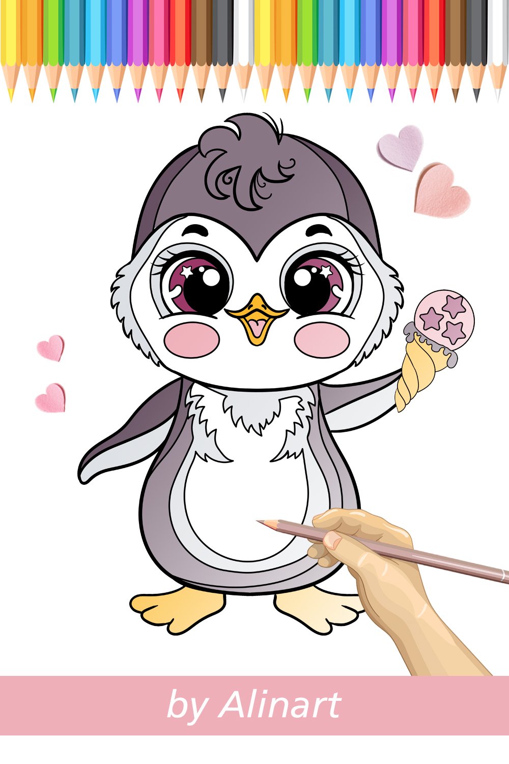 Cute penguin coloring page for kids (1893655)