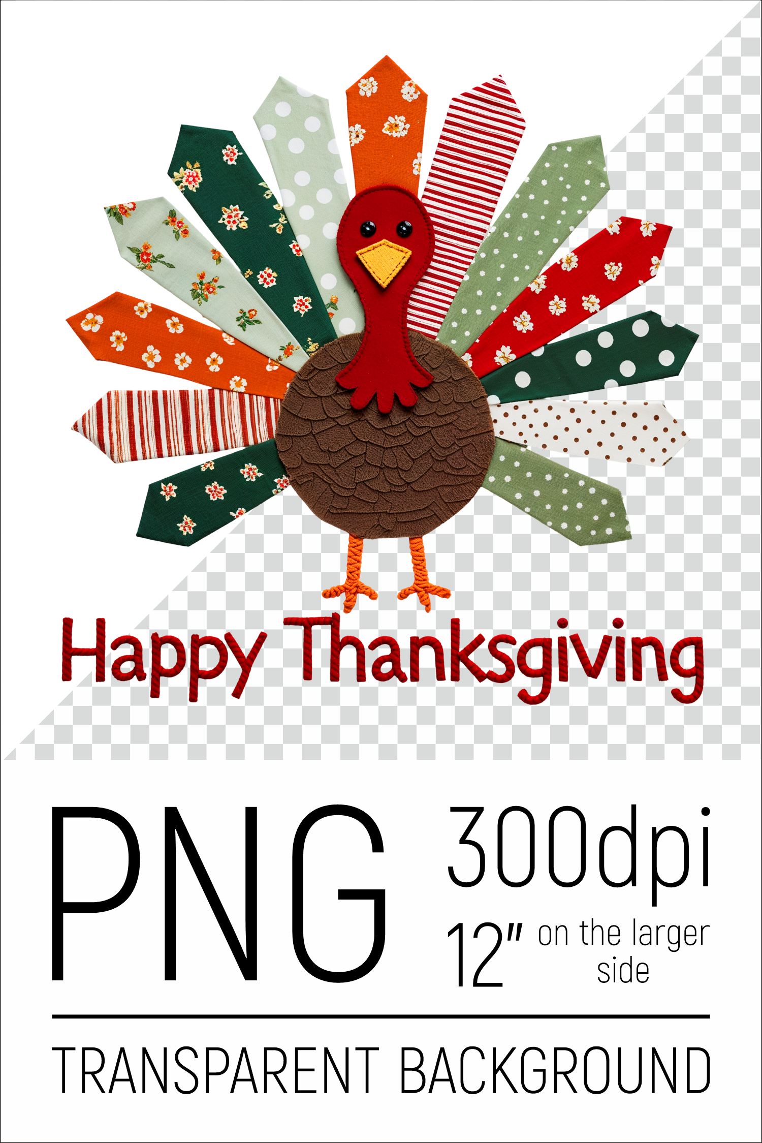 Patchwork Turkey Pattern Thanksgiving Turkey Patchwork Clipart