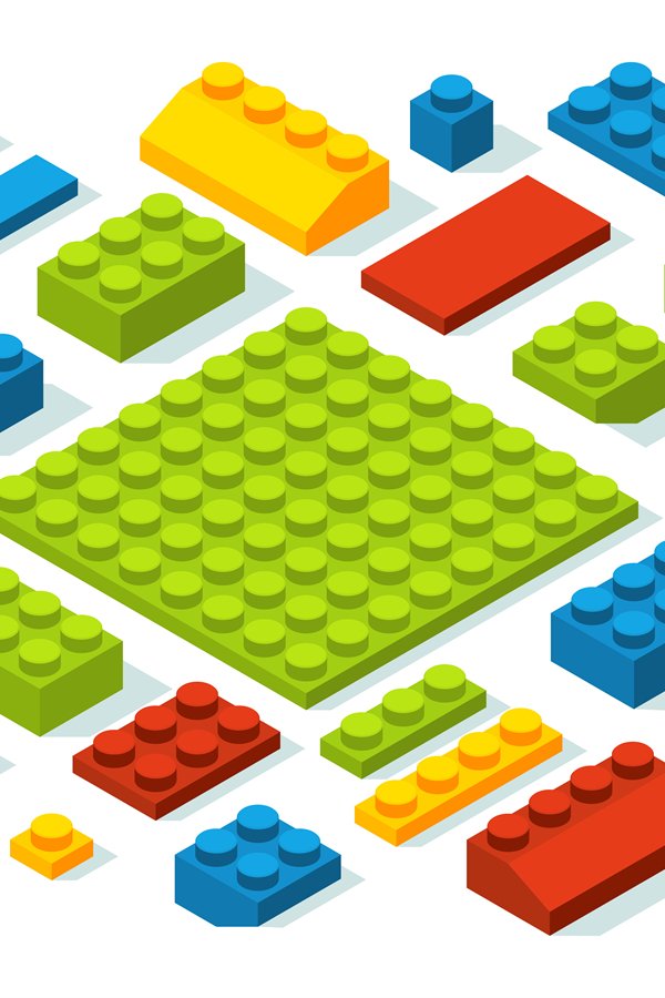 Isometric constructor blocks at different colors