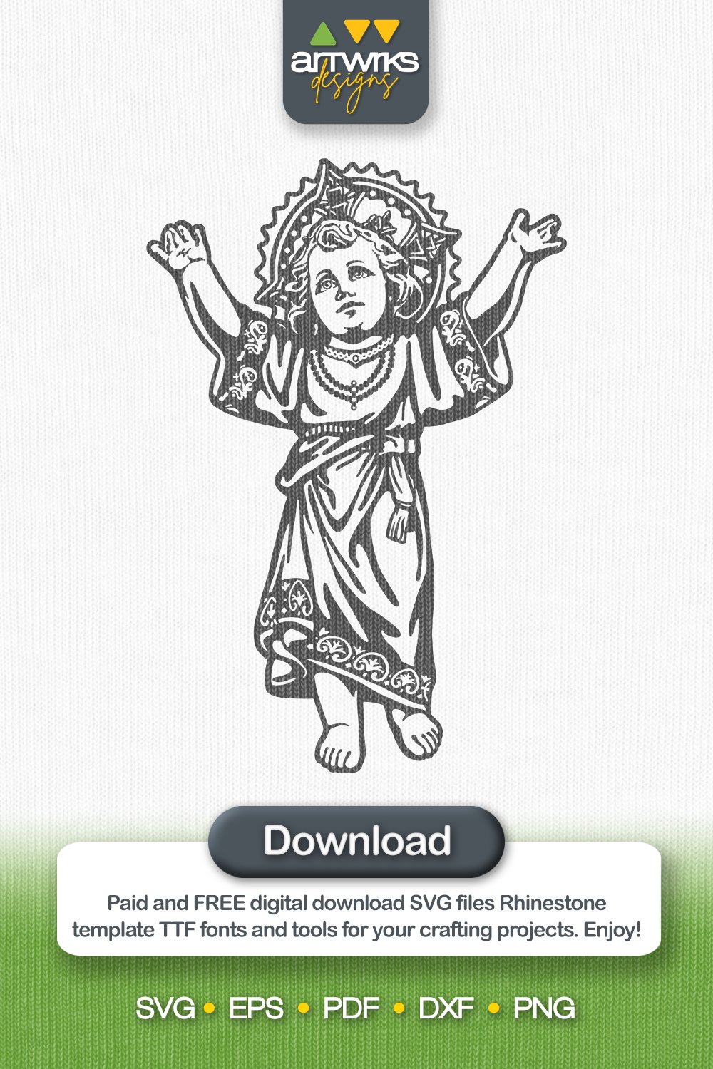 DIVINE CHILD JESUS Digital cut file Divino Nino Jesus SVG