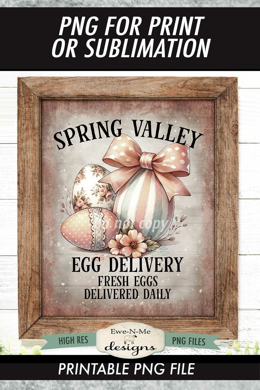 Spring Valley Eggs Sublimation Design | Vintage Easter Sign
