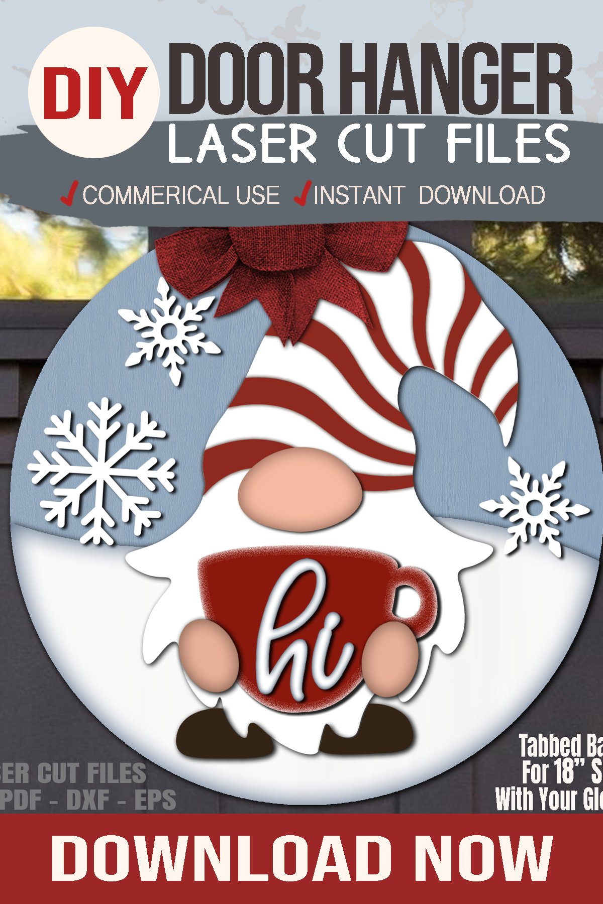 Gnome SVG Laser Cut Files | Christmas SVG | Snowflake SVG
