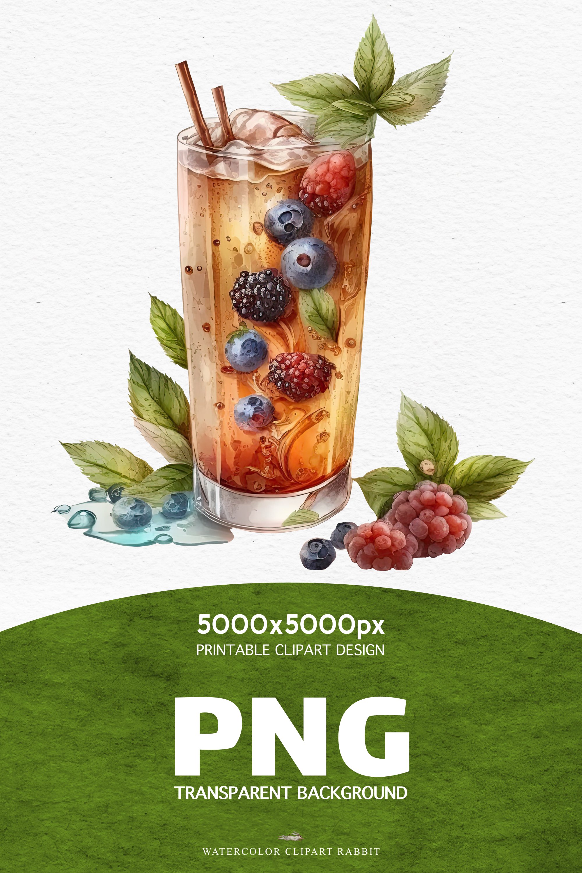 Iced Tea Cold Summer Drinks Lemon Berries Clipart PNG image