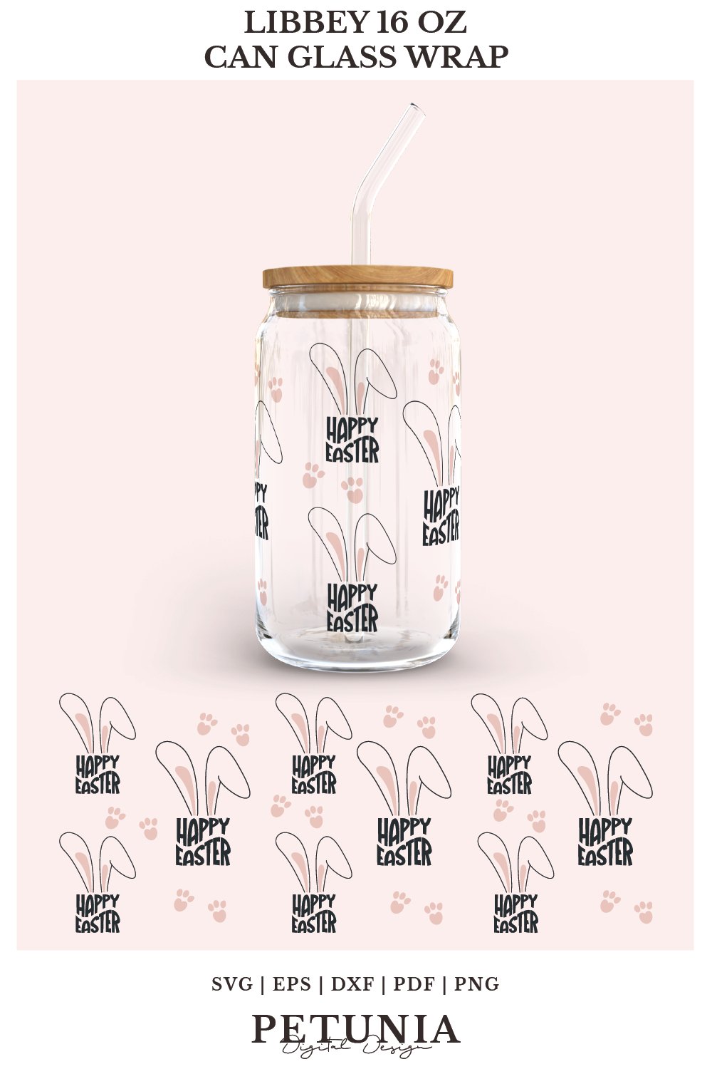 Easter Glass Can Wrap SVG | Libbey Can Glass SVG