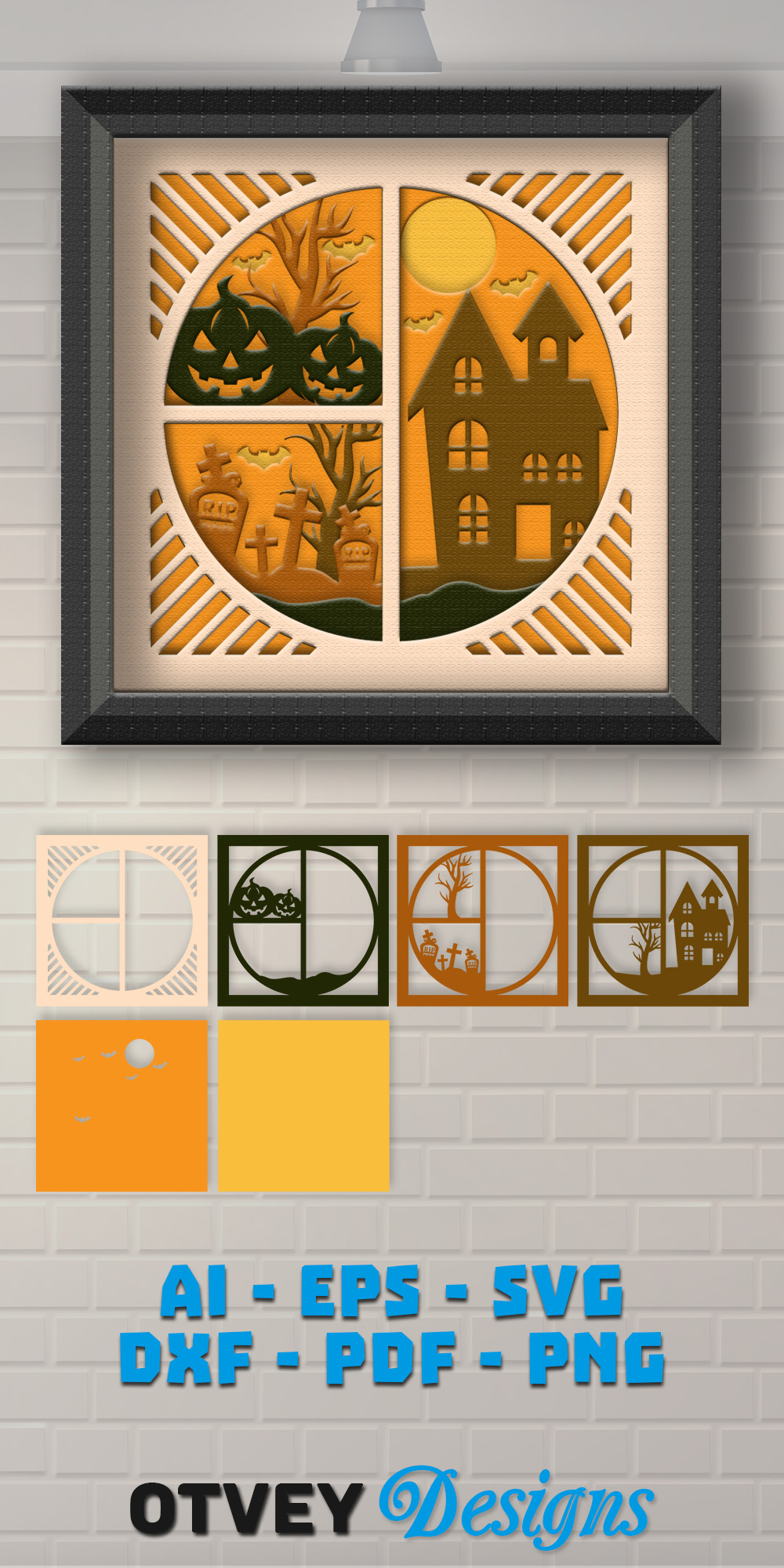 Halloween Scene 3D Shadow Box Layered Papercut SVG (5980996)