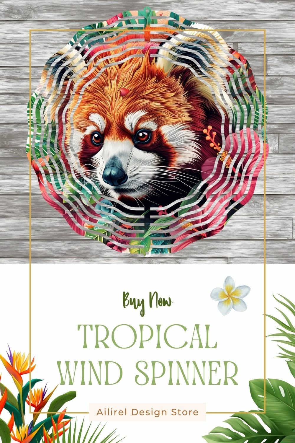 Colorful Red Panda Wind Spinner Sublimation Design