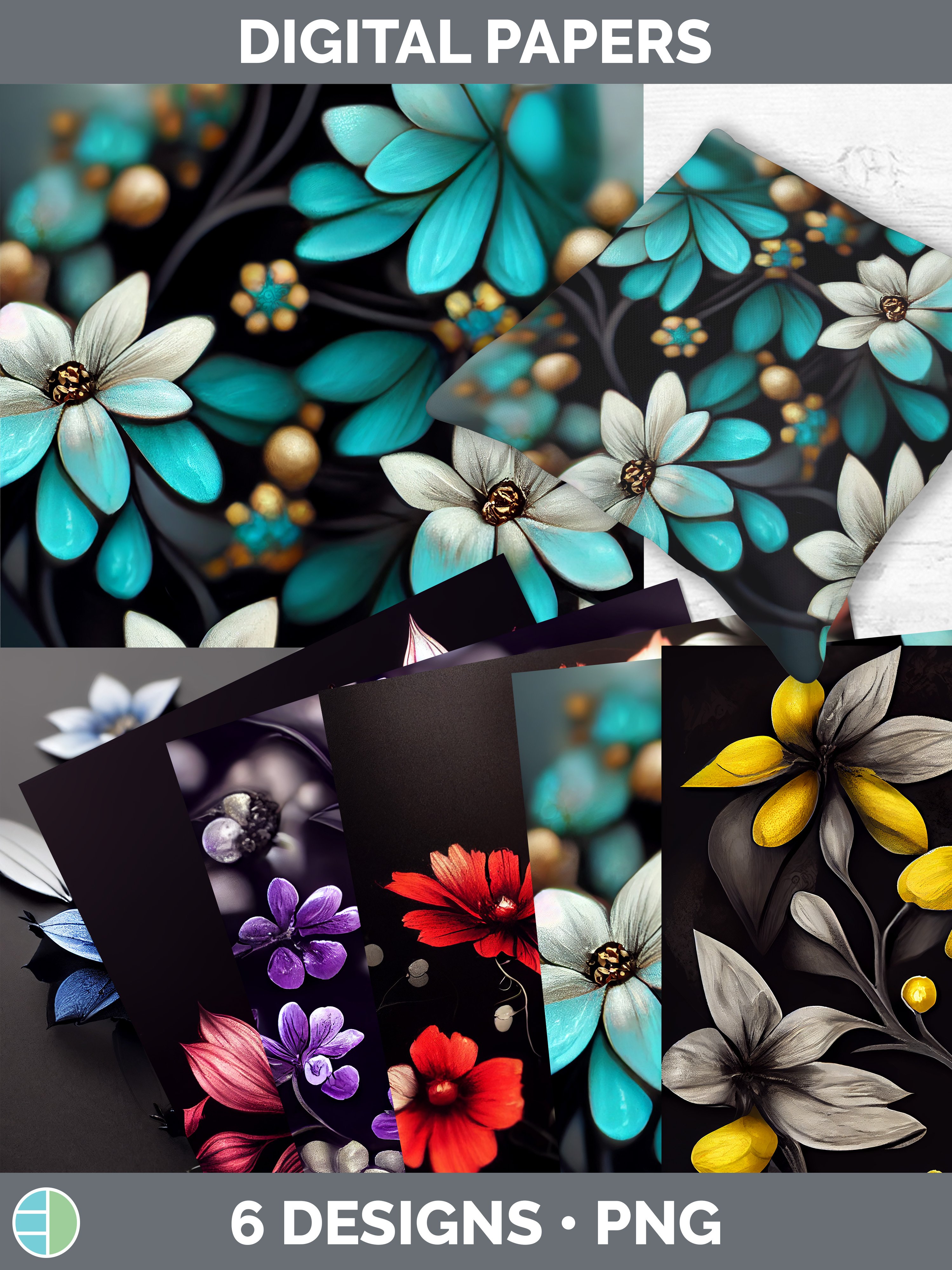 Flowers Backgrounds | Digital Scrapbook Papers