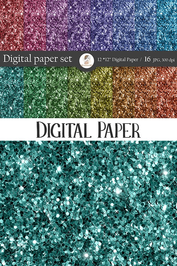 Glitter wrapping paper / Glitter Digital Paper