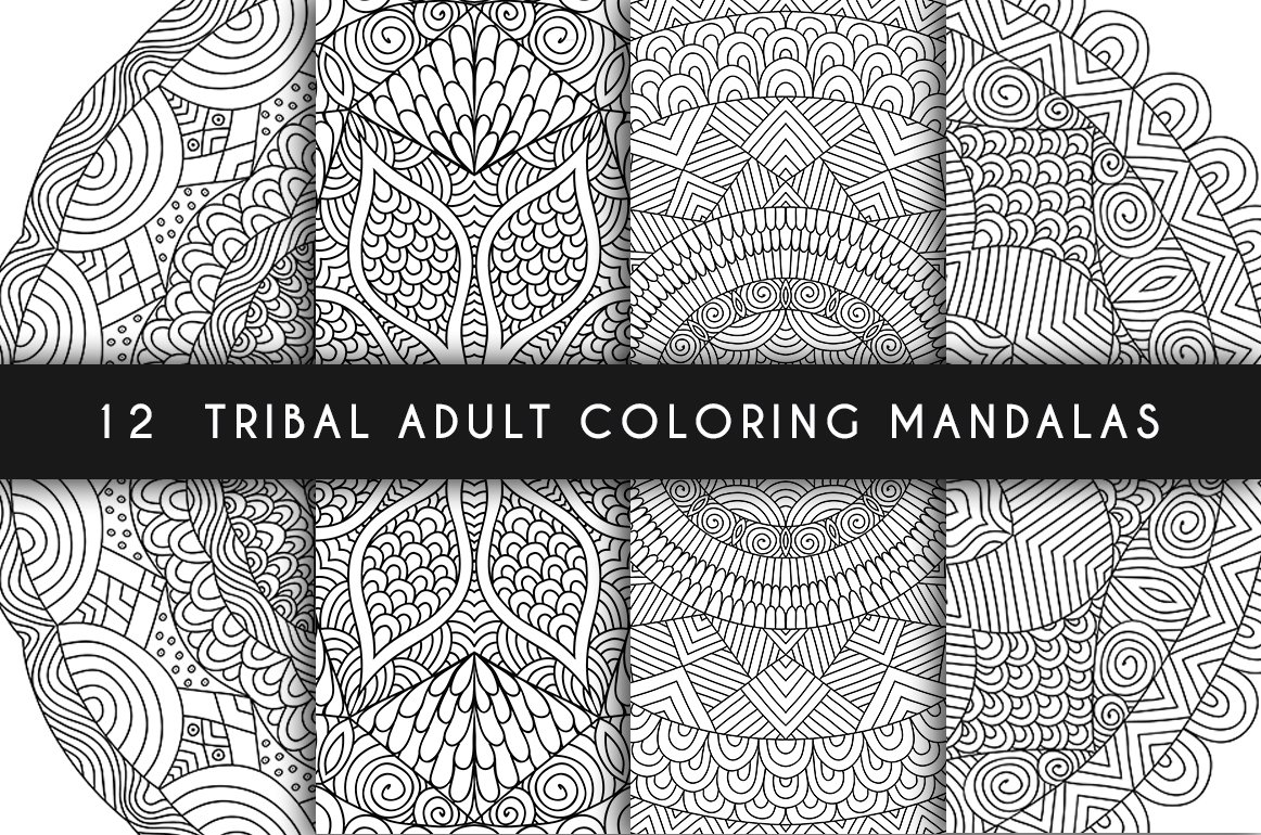 12 tribal adult coloring mandalas