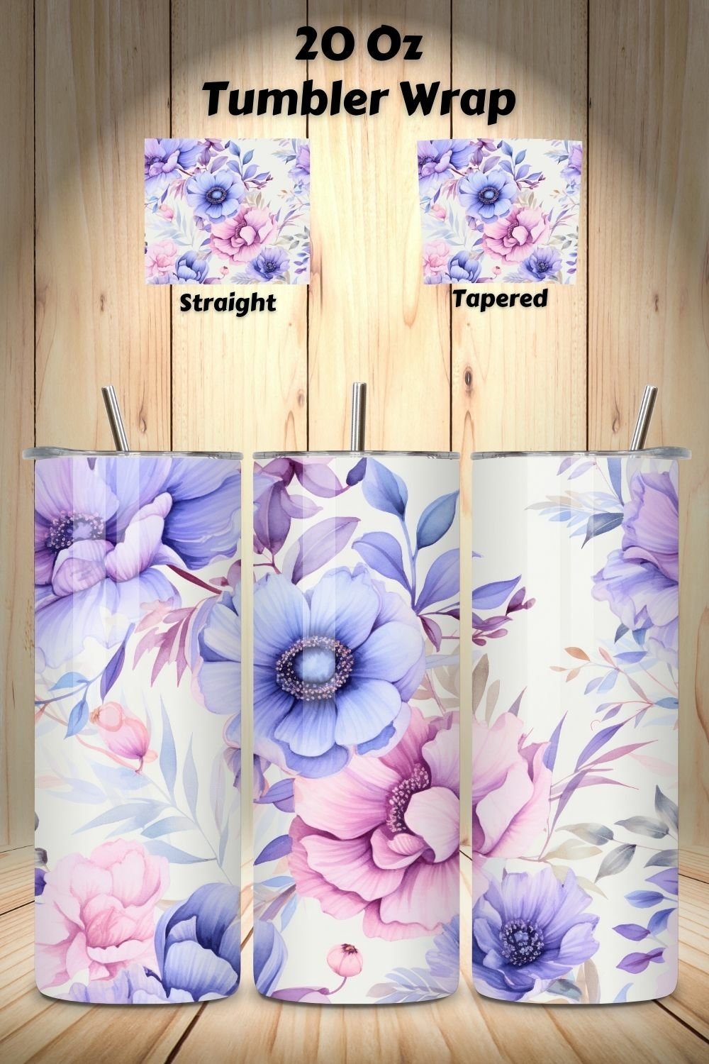 Watercolor Floral Symphony Tumbler Wrap, Seamless PNG Wrap