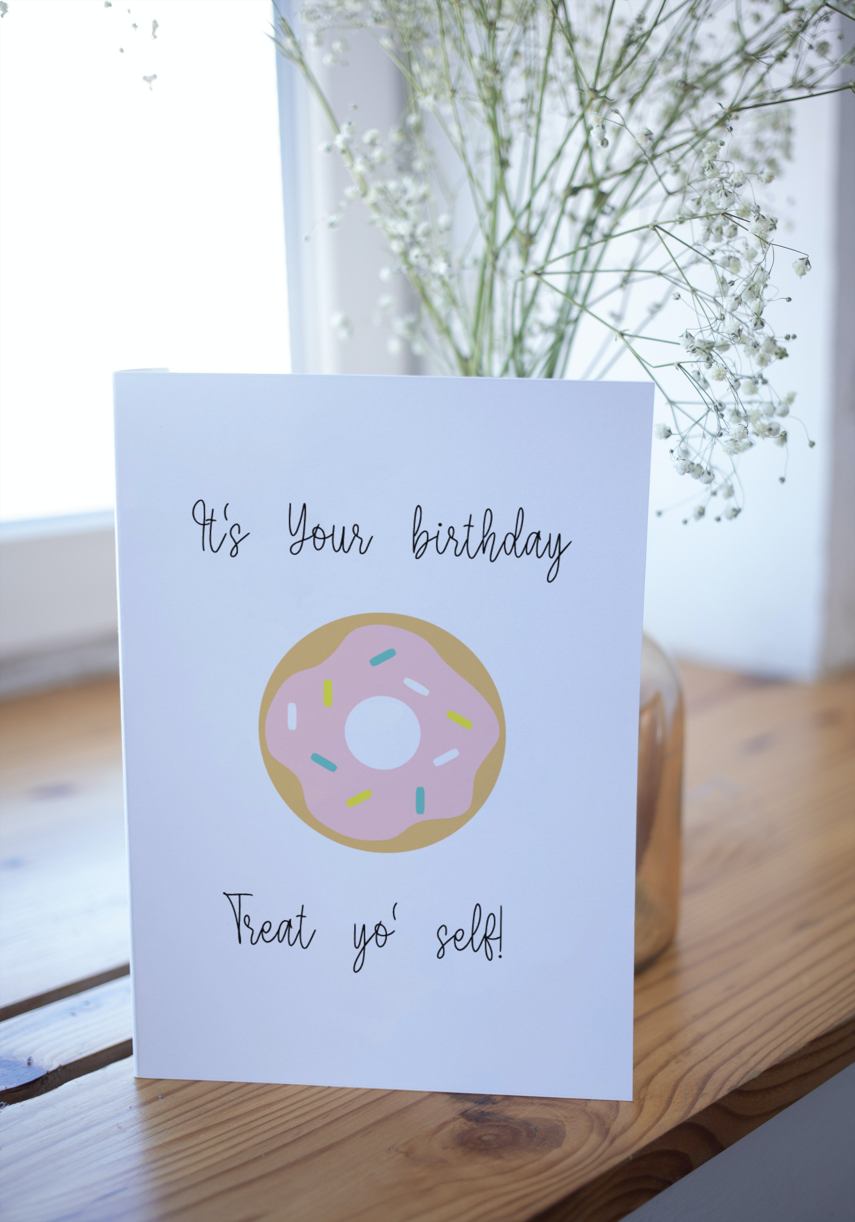 PDF Printable Birthday Donut Card &amp; Envelope Template
