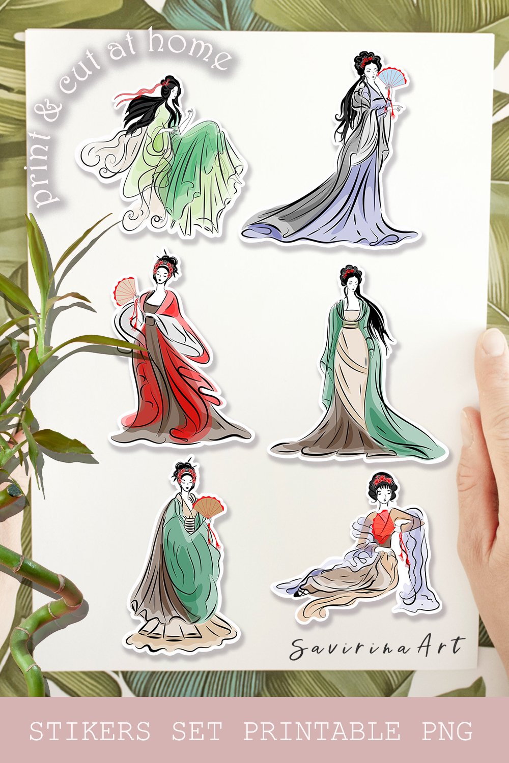 Asia Design Sticker Stickers set Printable. Sticker PNG Asia girl. (2846489)
