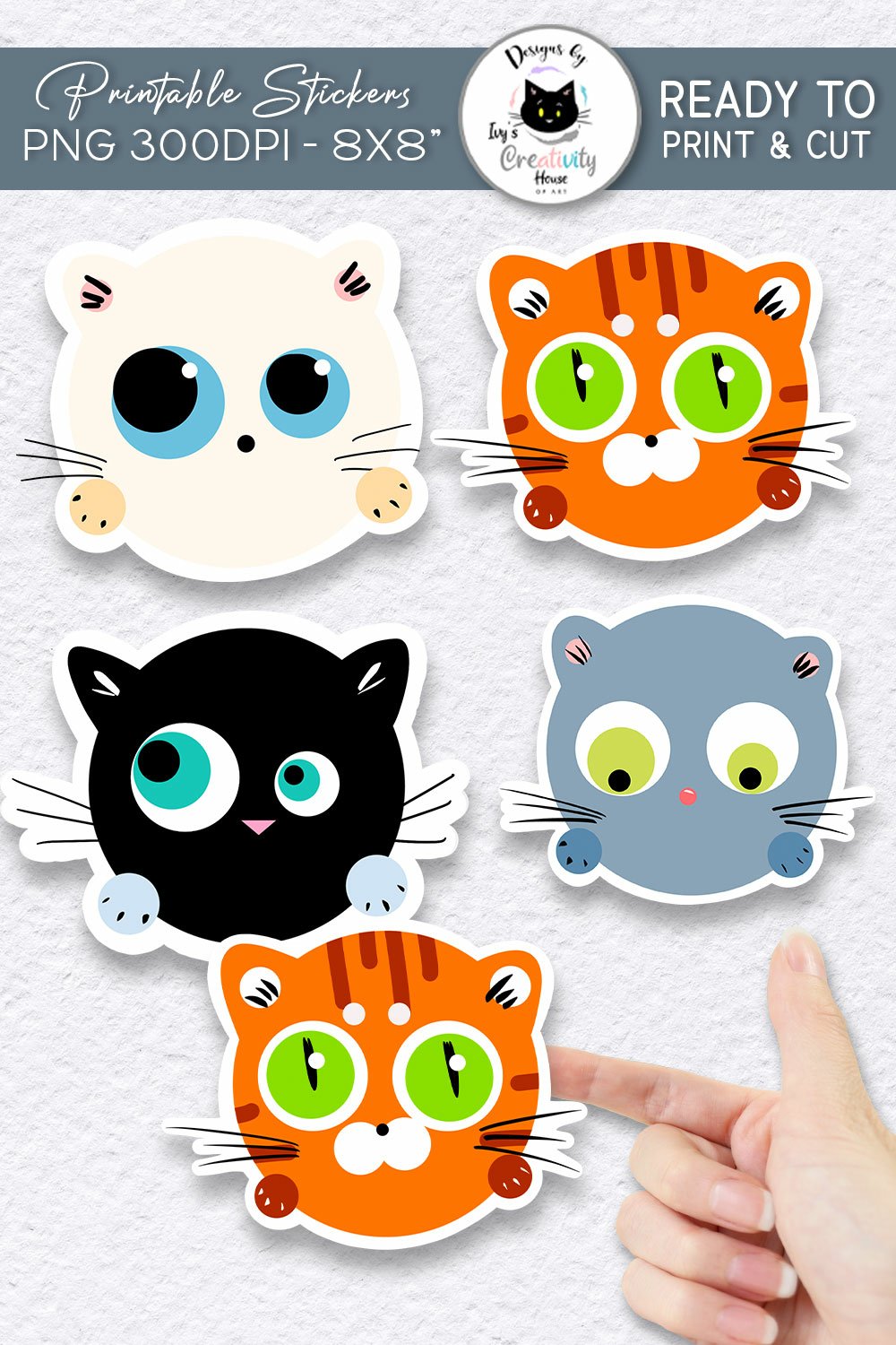 Cute Animal Stickers | 4 Kawaii Cat Stickers