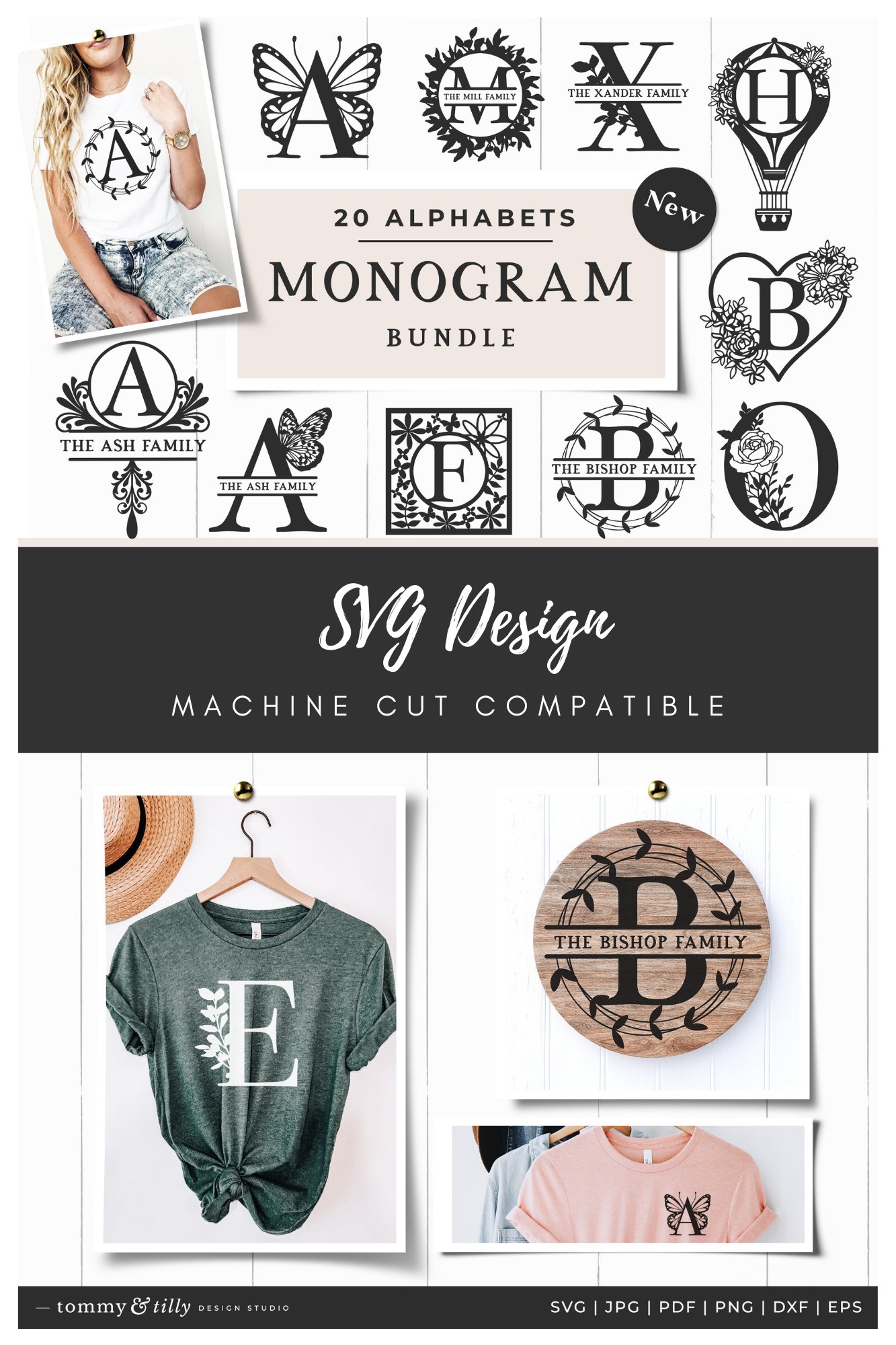 20 Alphabet Monogram SVG Bundle Cut Files (1043895)