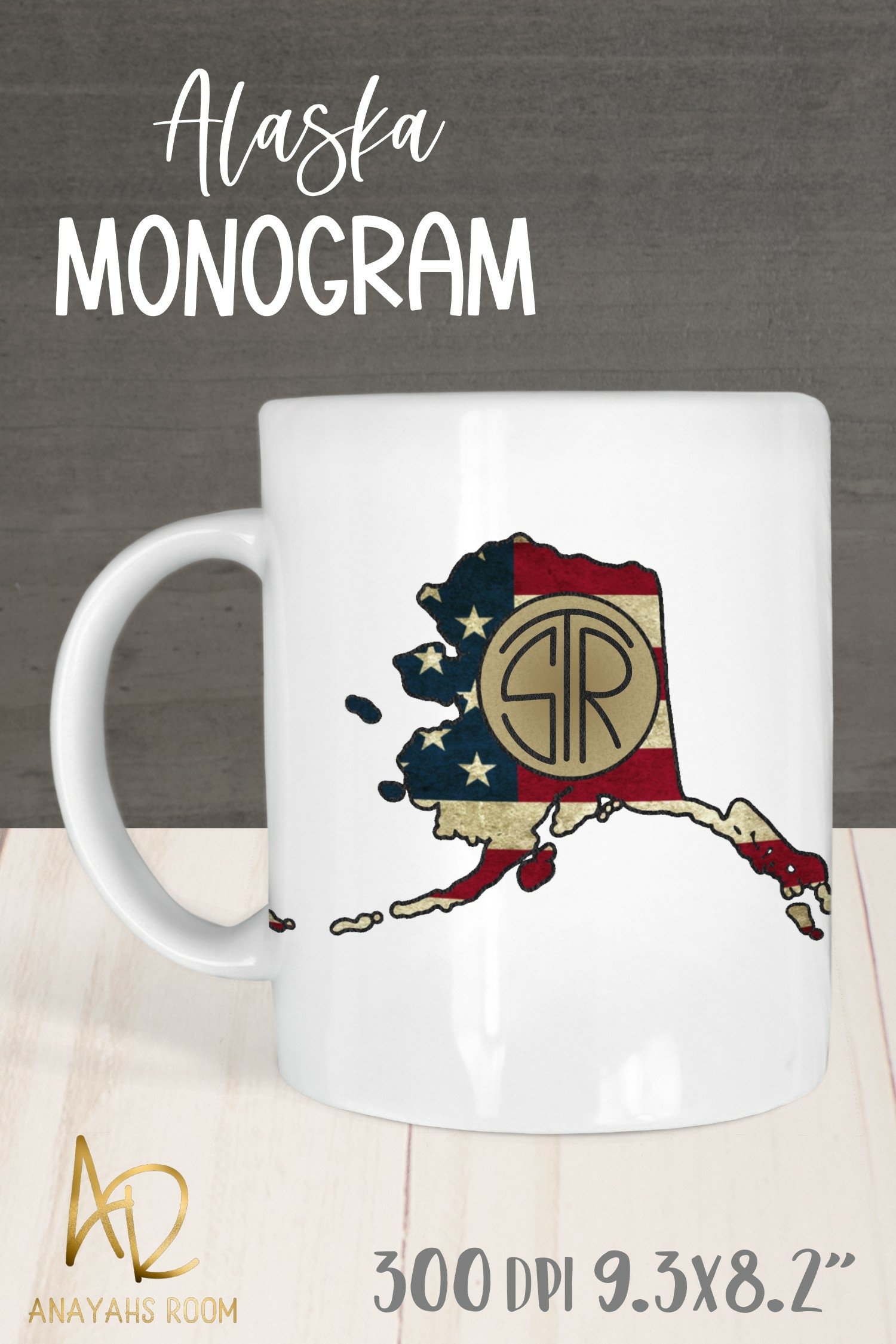Sublimation Monogram | Alaska State With Flag