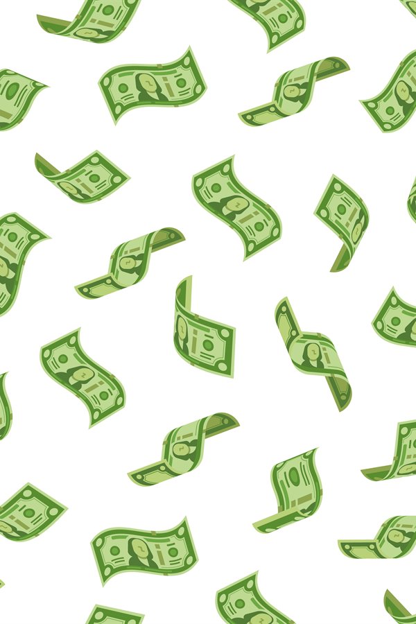 Money Raining Sticker Money rain. Falling dollars denominations, raining cash bank