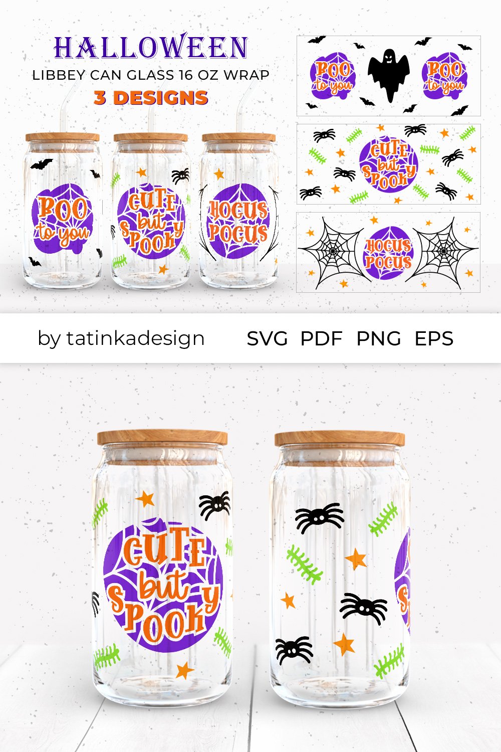 Halloween libbey glass wrap | 16 oz glass can wrap (2140402)