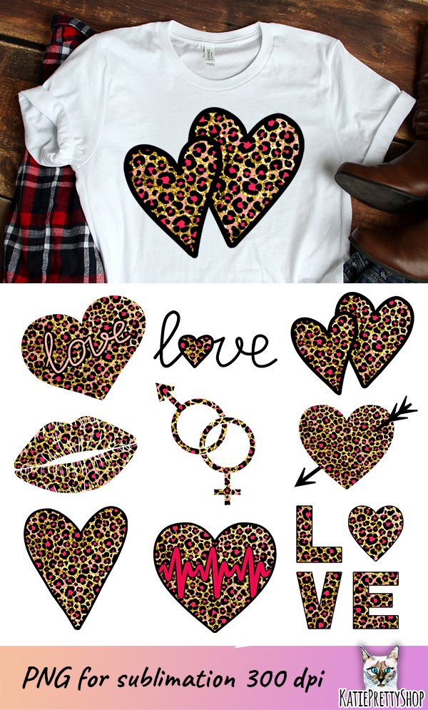 Valentine's day sublimation bundle, pink, glitter leopard.