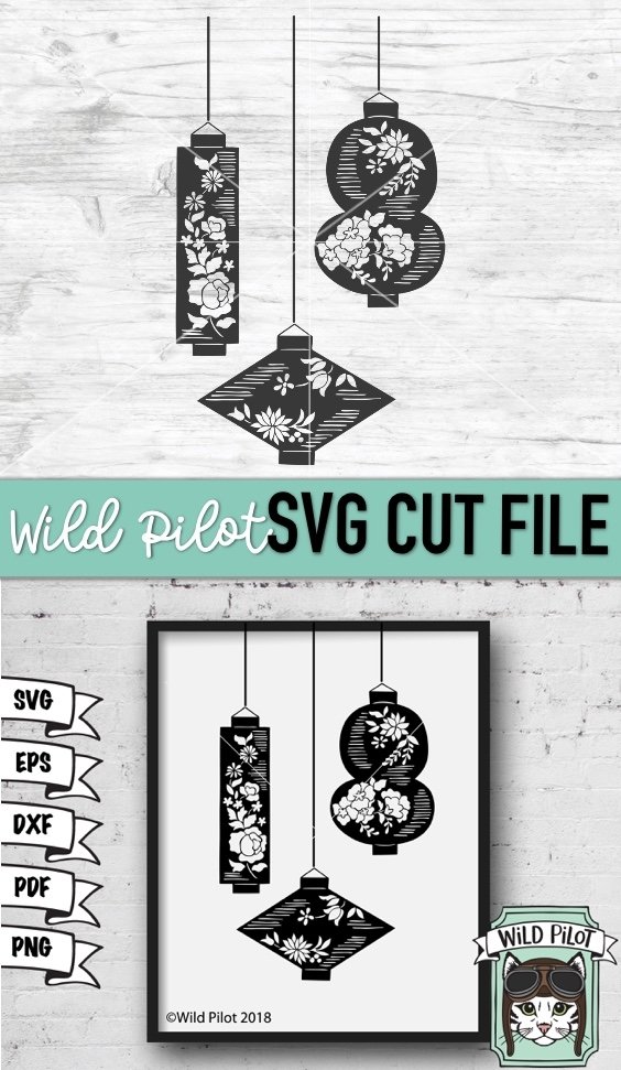 Download Lanterns Svg Cut File Hanging Floral Lanterns Svg Cut File 1206702 Cut Files Design Bundles