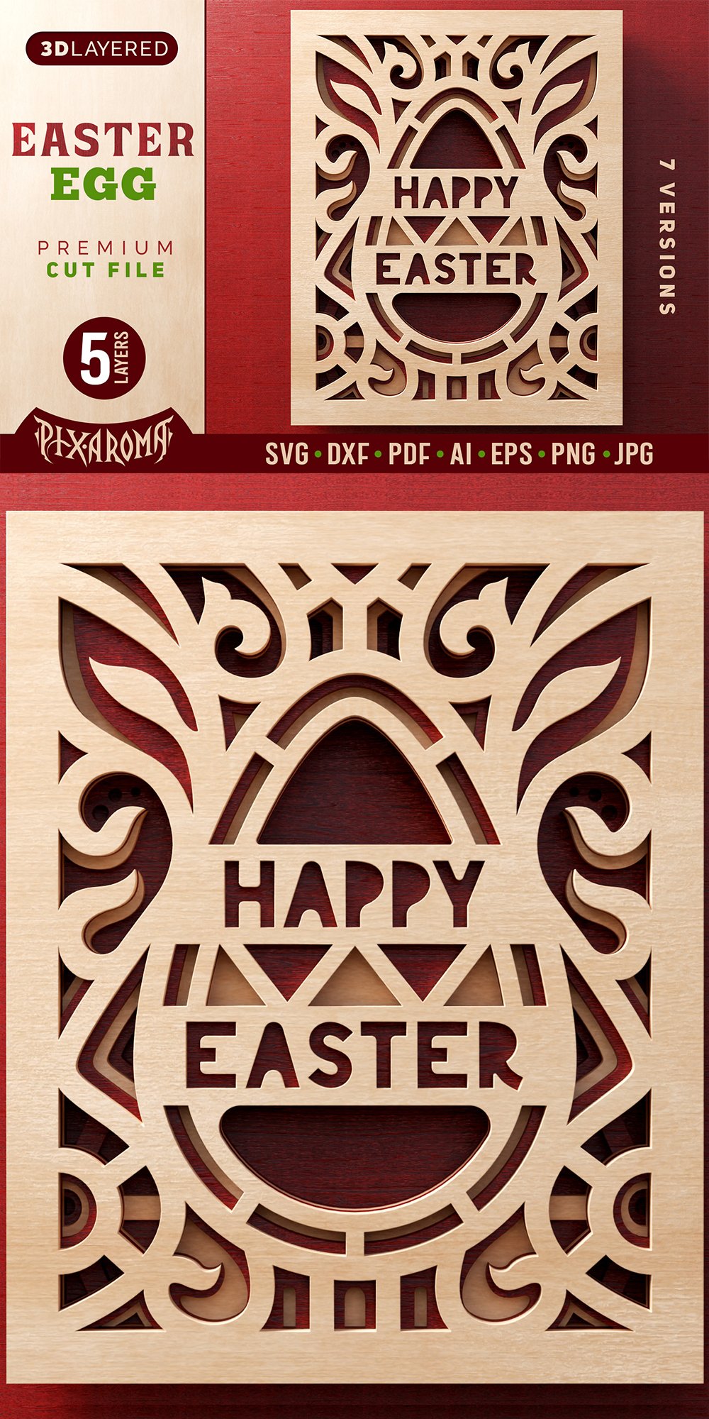 Easter Egg 3D Layered | Cute Easter Shadow Box SVG Cut File
