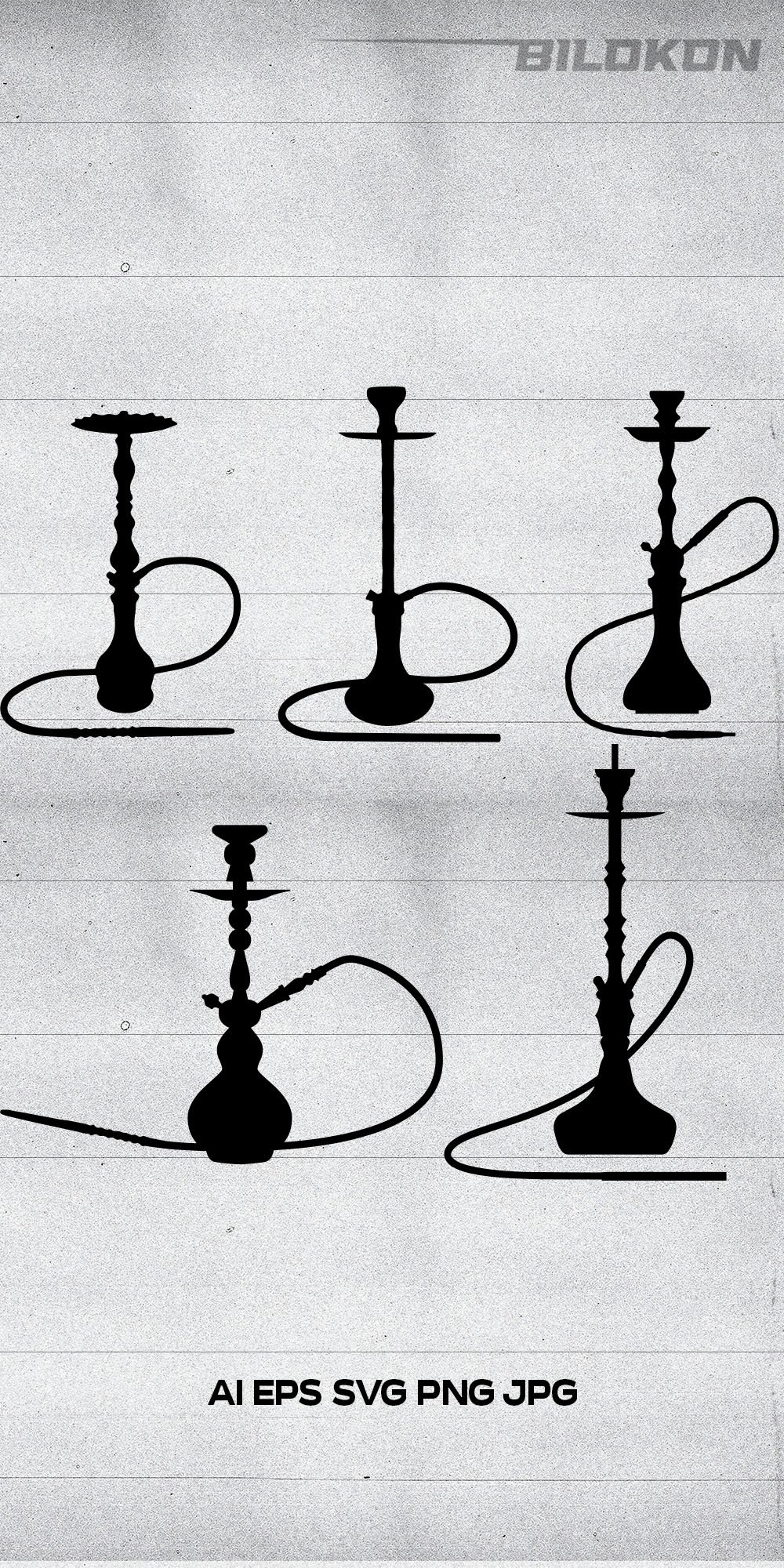 Hookah silhouette set icon, Shisha, SVG Vector