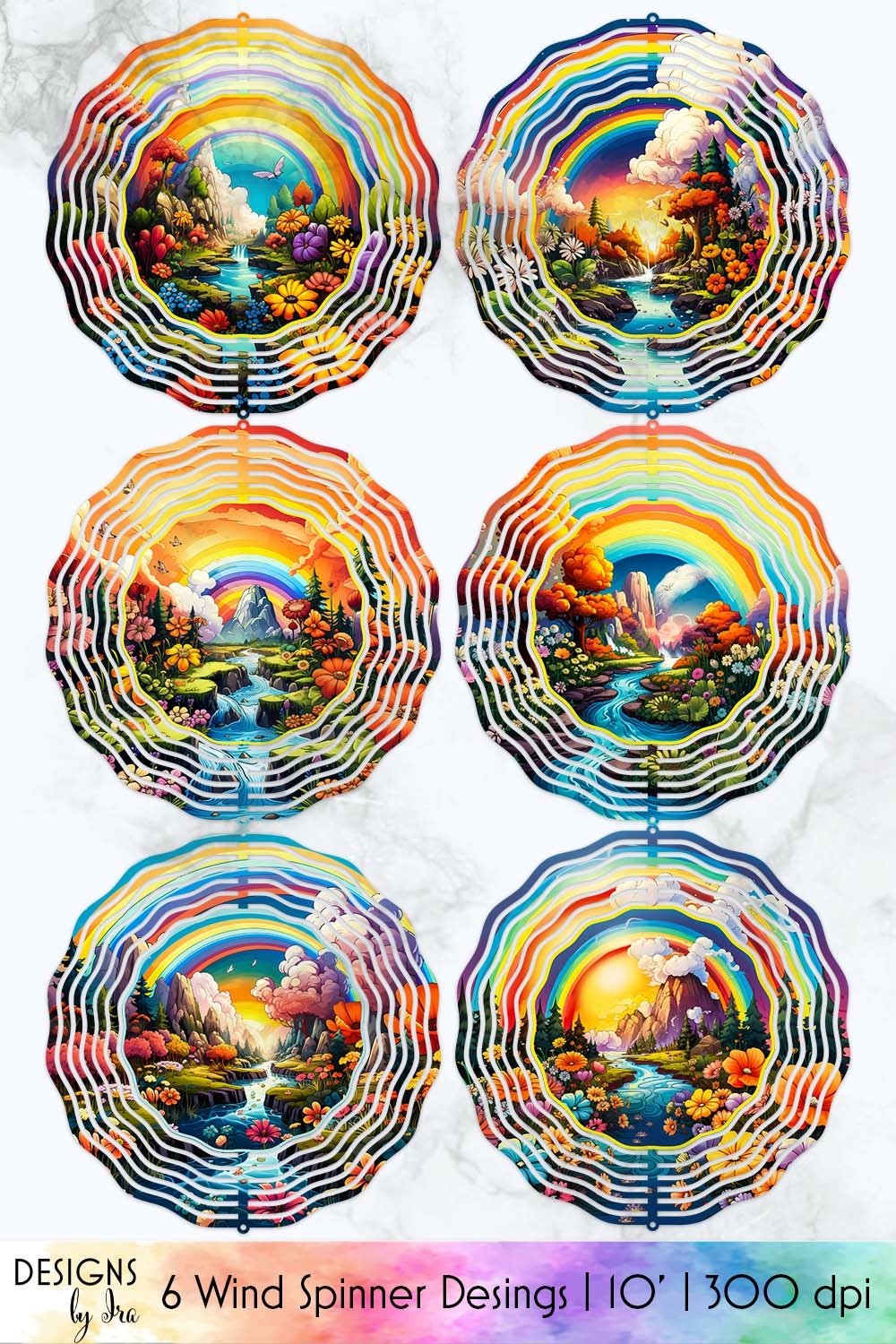Rainbow Landscape Wind Spinner Bundle | River and Mountains