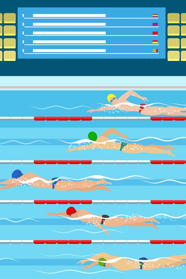 Male swimming racing in pool
