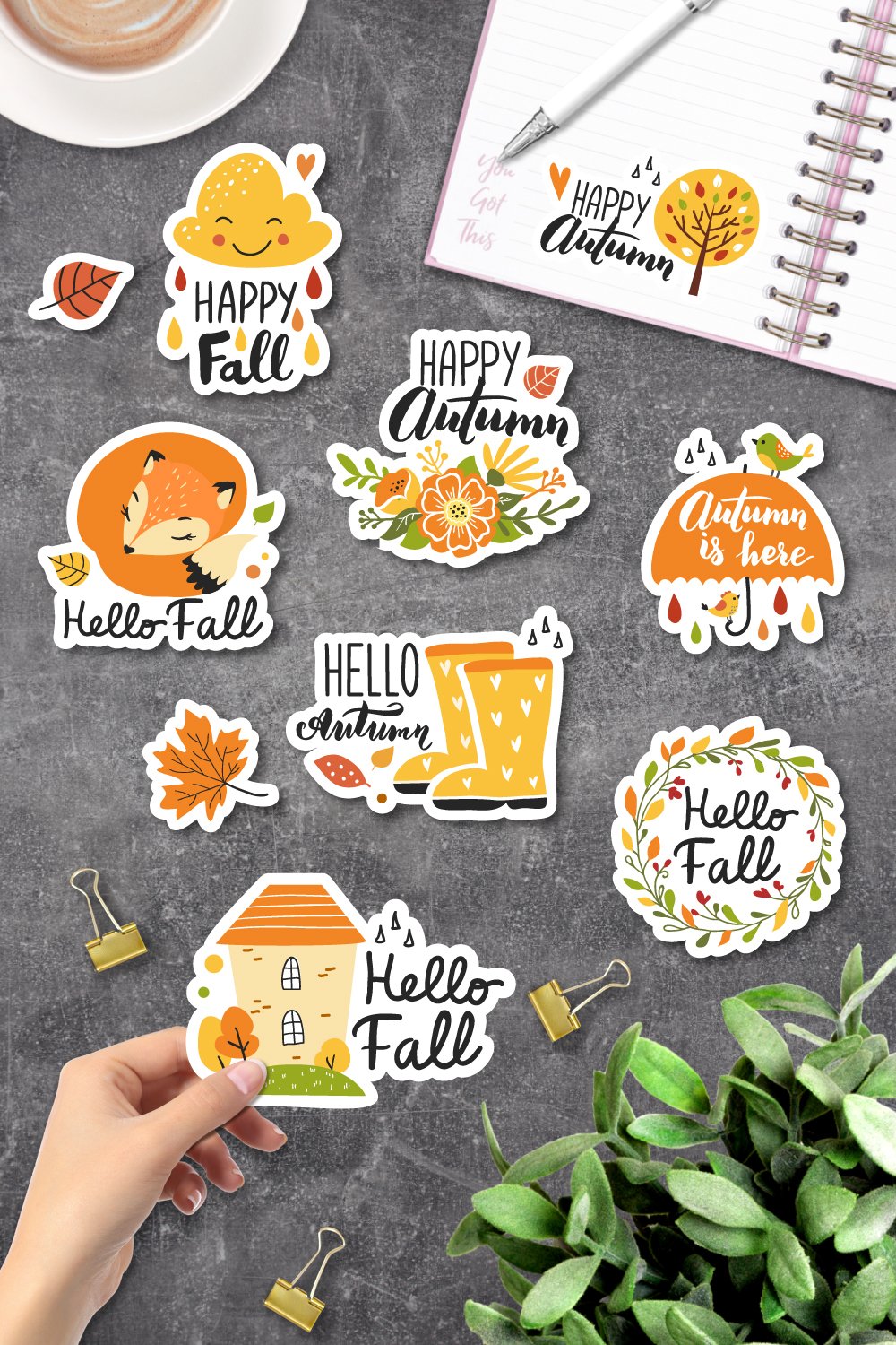 Autumn stickers, Printable and digital set