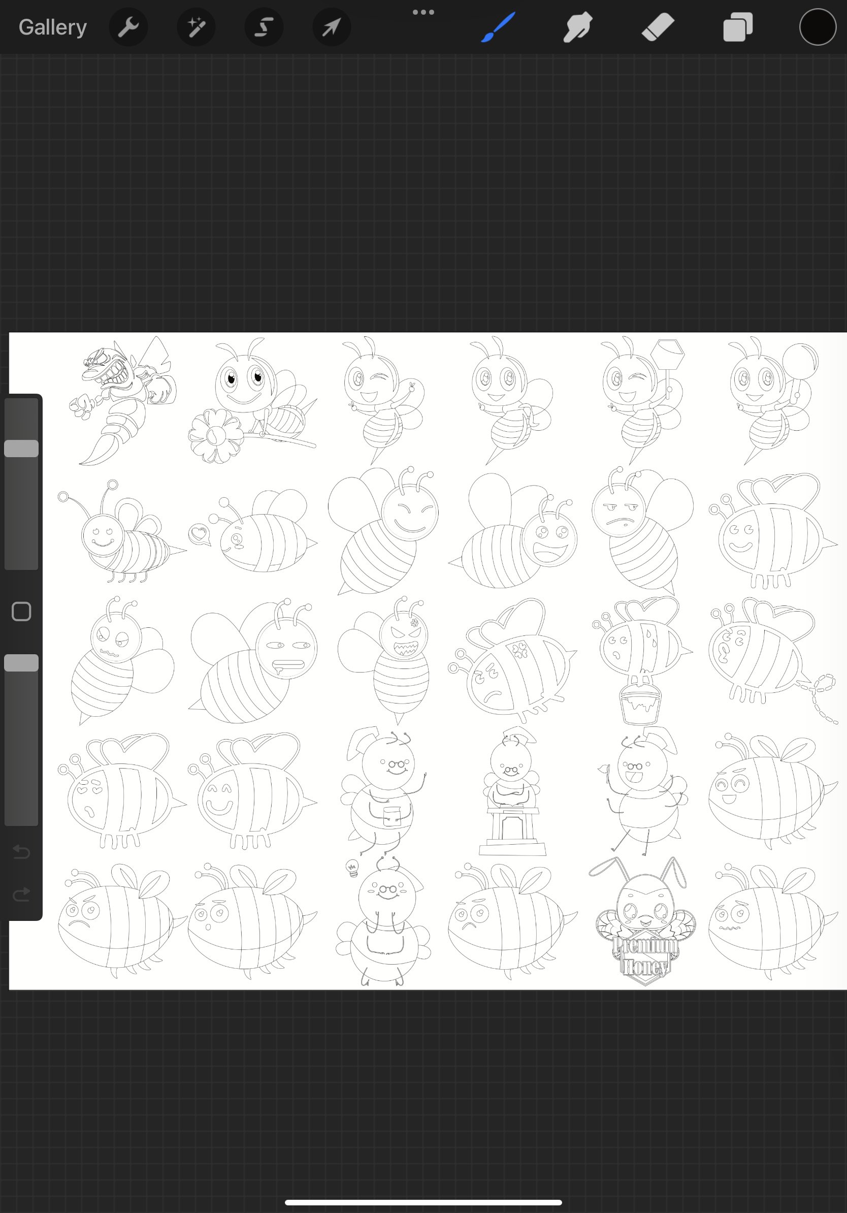 Honey Bee Set 1 Procreate Brush Stamps, 30 Bees