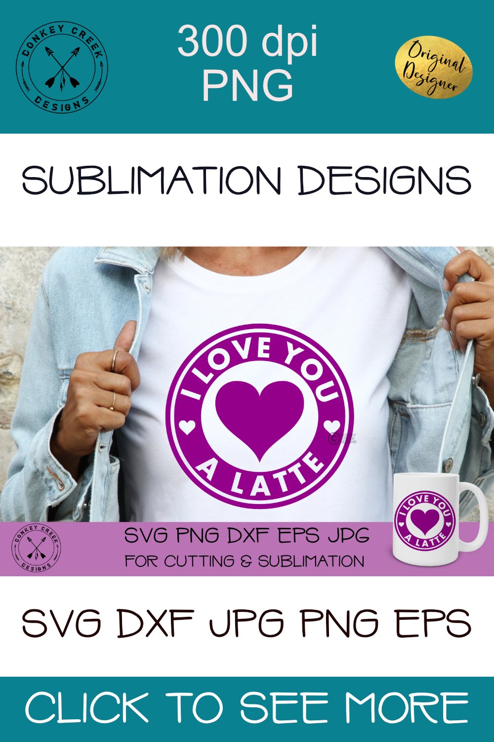 Valentine's Day SVG Cutting File I love you a latte PNG
