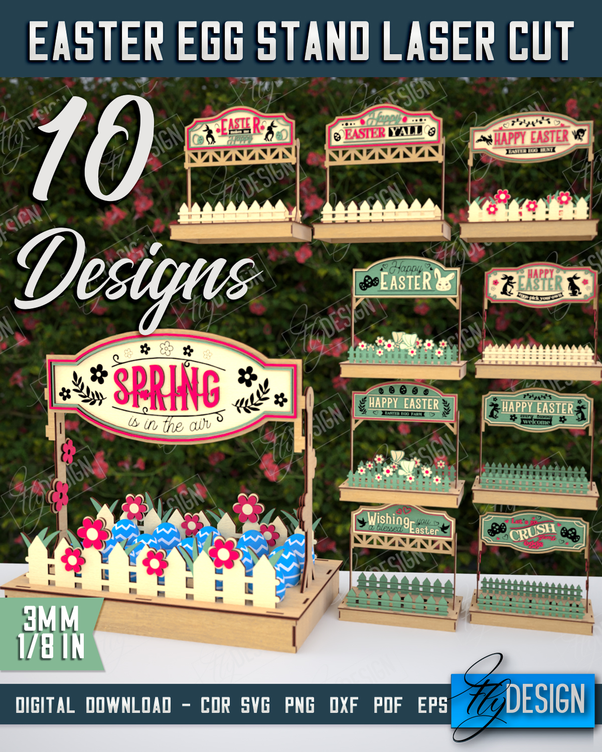 Easter Egg Stand Laser Cut Bundle,3D Happy Easter Egg Holder