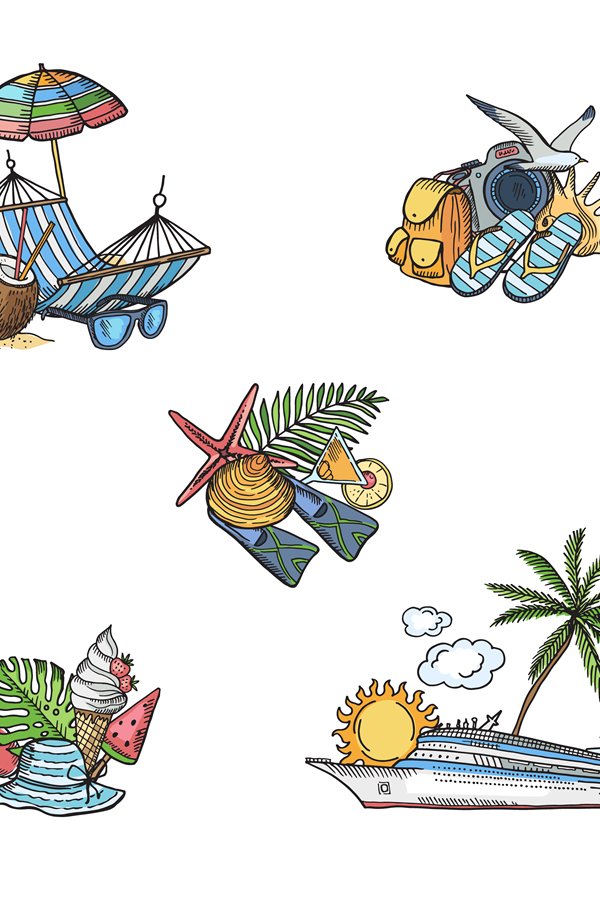Vector hand drawn summer travel elements (850569)