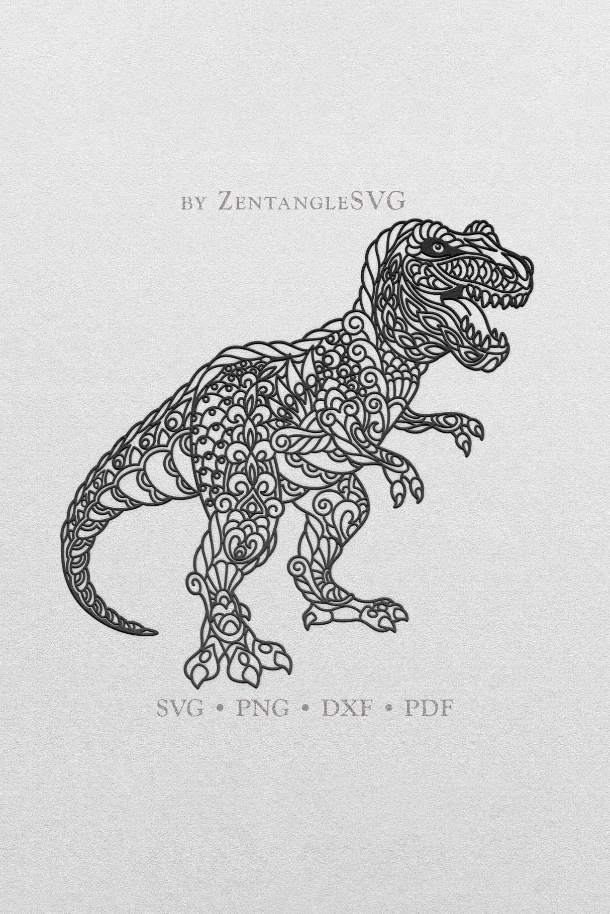 Tyrannosaurus T rex, Trex Dinosaur SVG DXF cut file, Mandala
