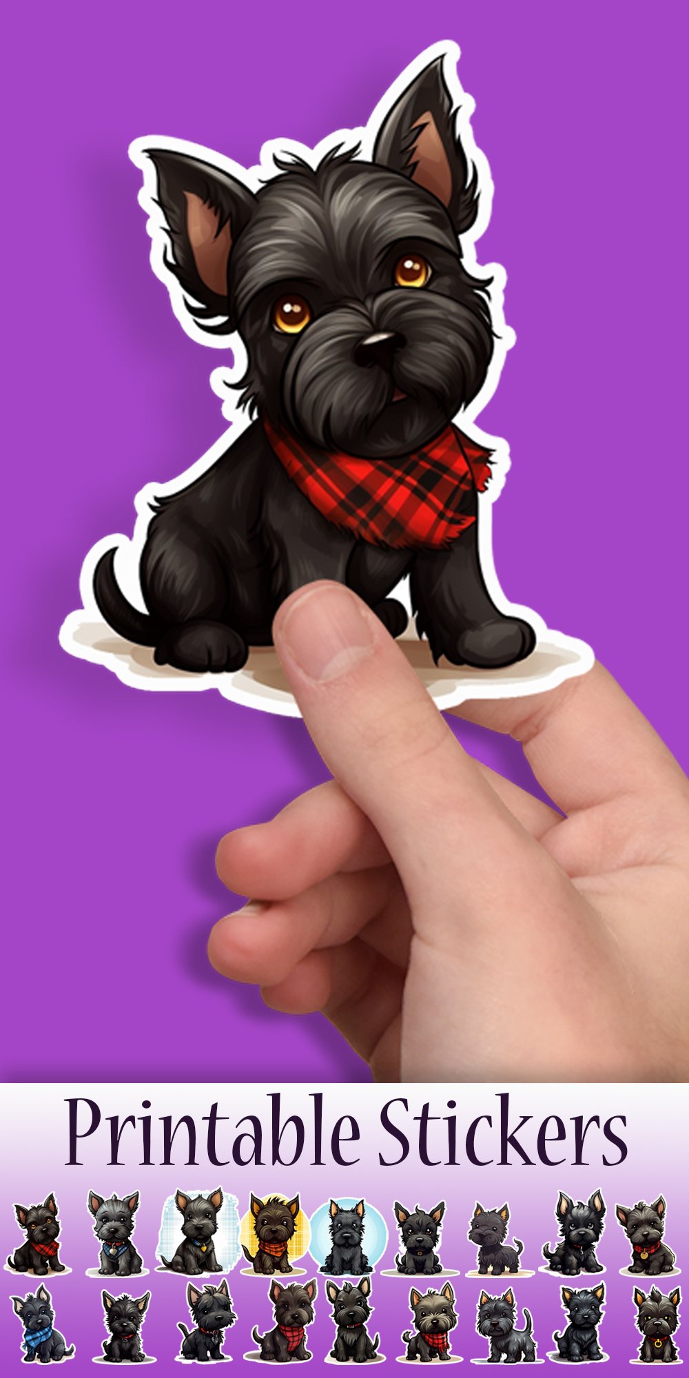 Scottish Terrier Stickers 20 Scottie Dogs Print and Cut