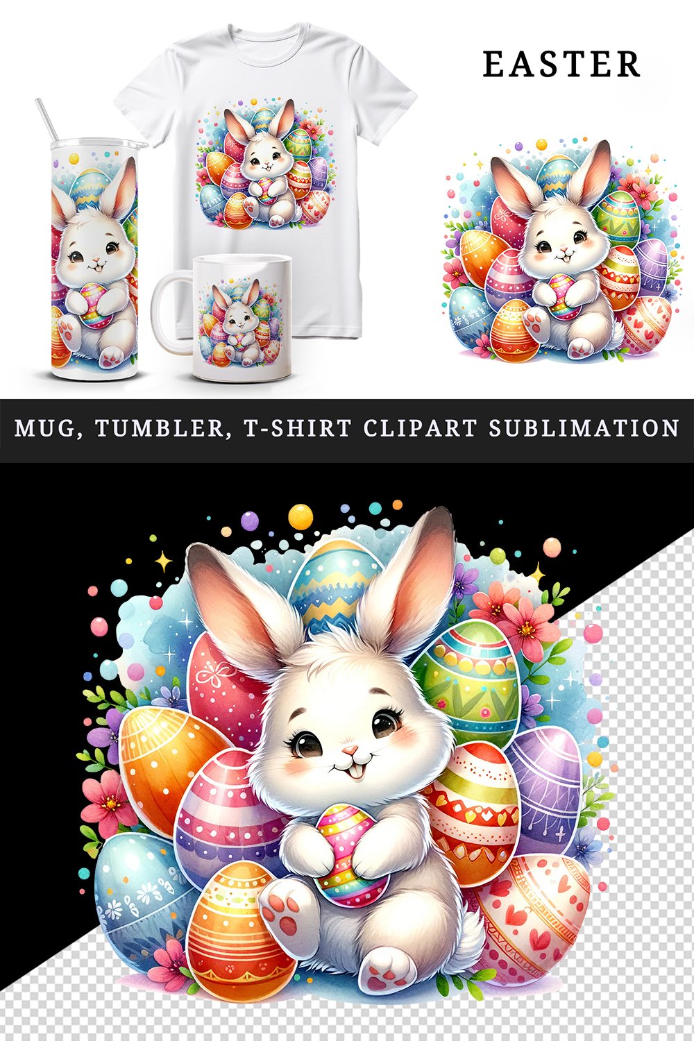 Easter bunny tumbler mug wrap clipart sublimation design png