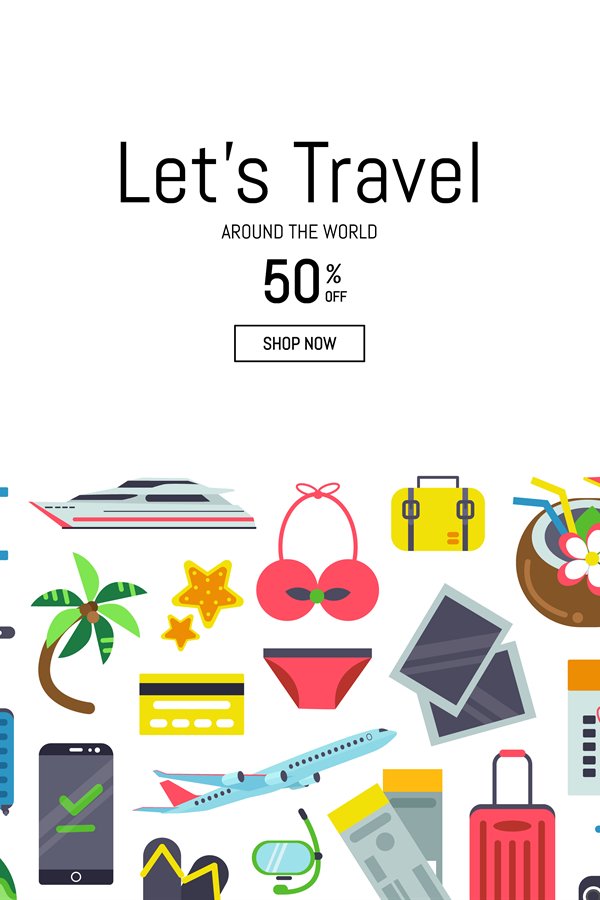 Vector flat travel elements background (850533)