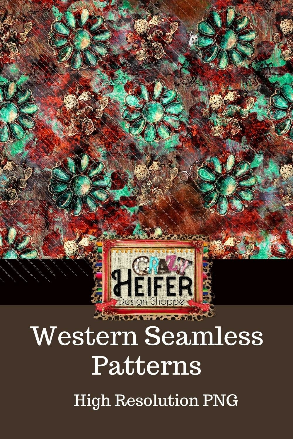 Seamless Western Pattern Cowhide and Turquoise Dye (1837960)