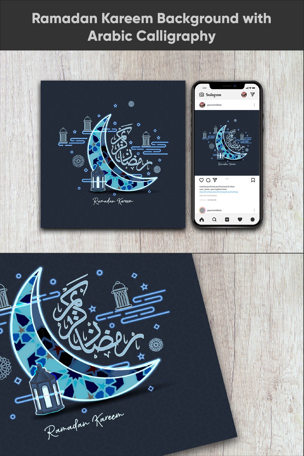 Ramadan Kareem Background with Arabic Calligraphy