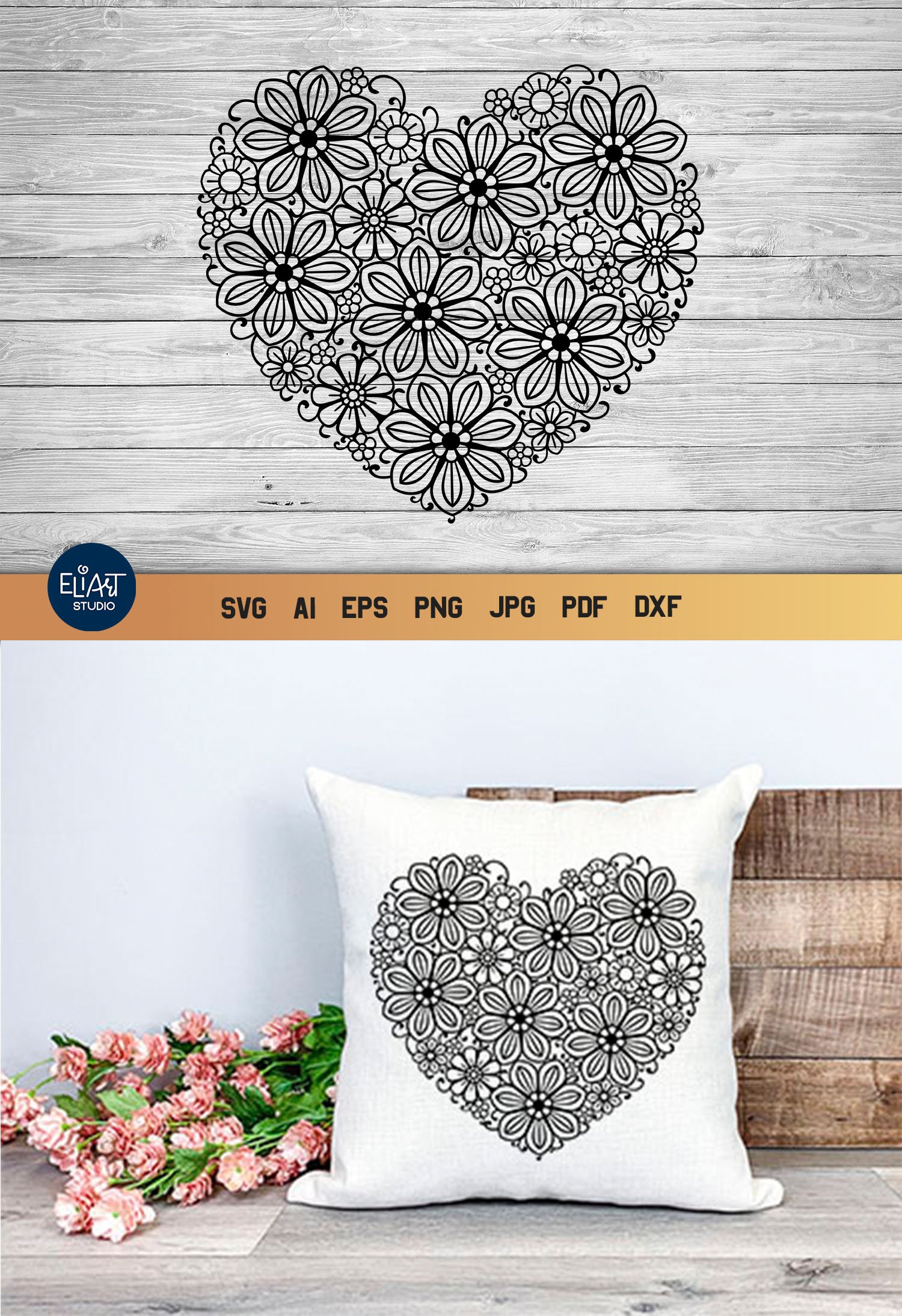 Floral Heart SVG | Valentines Day SVG | Heart SVG