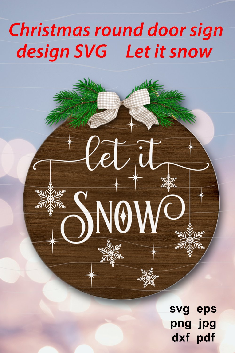 Christmas round sign svg Let it snow with snowflakes svg