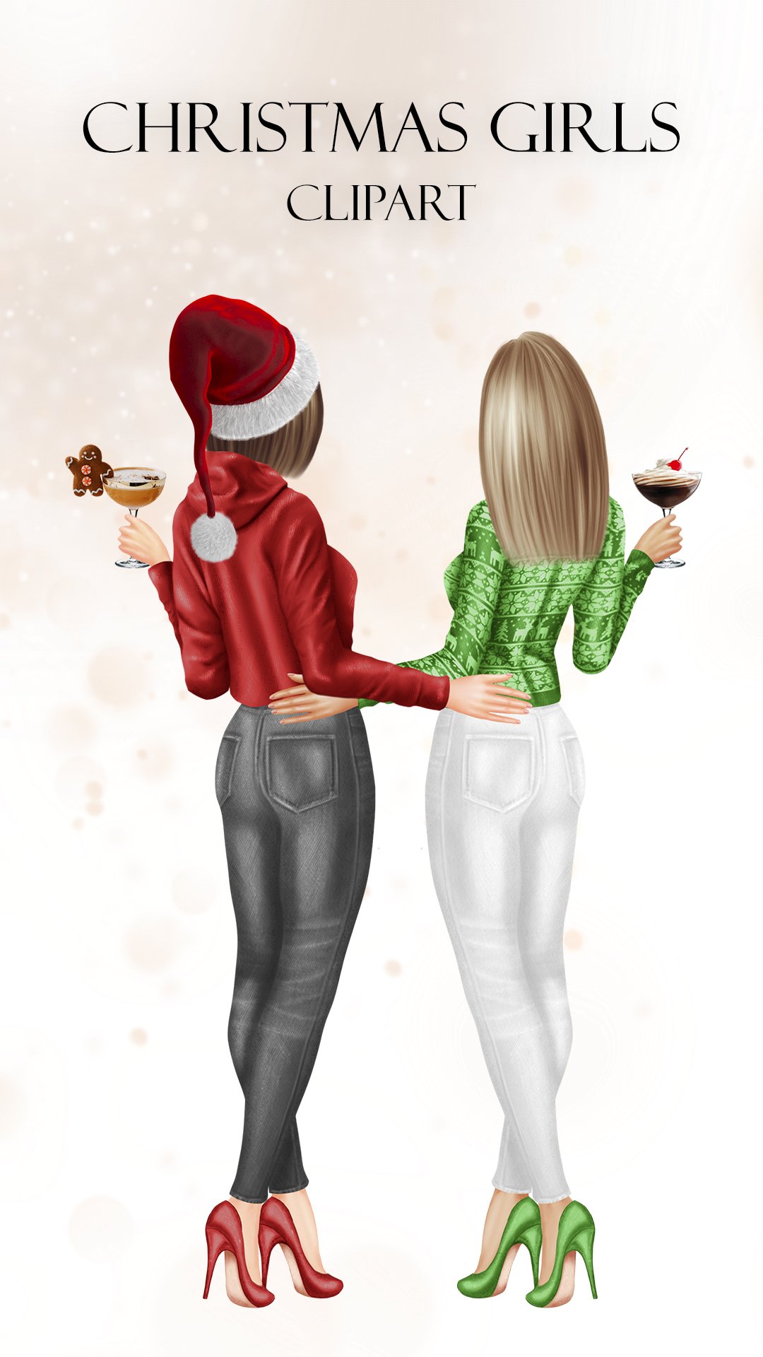 Christmas Best Friends Clipart Winter Best Friends Portrait