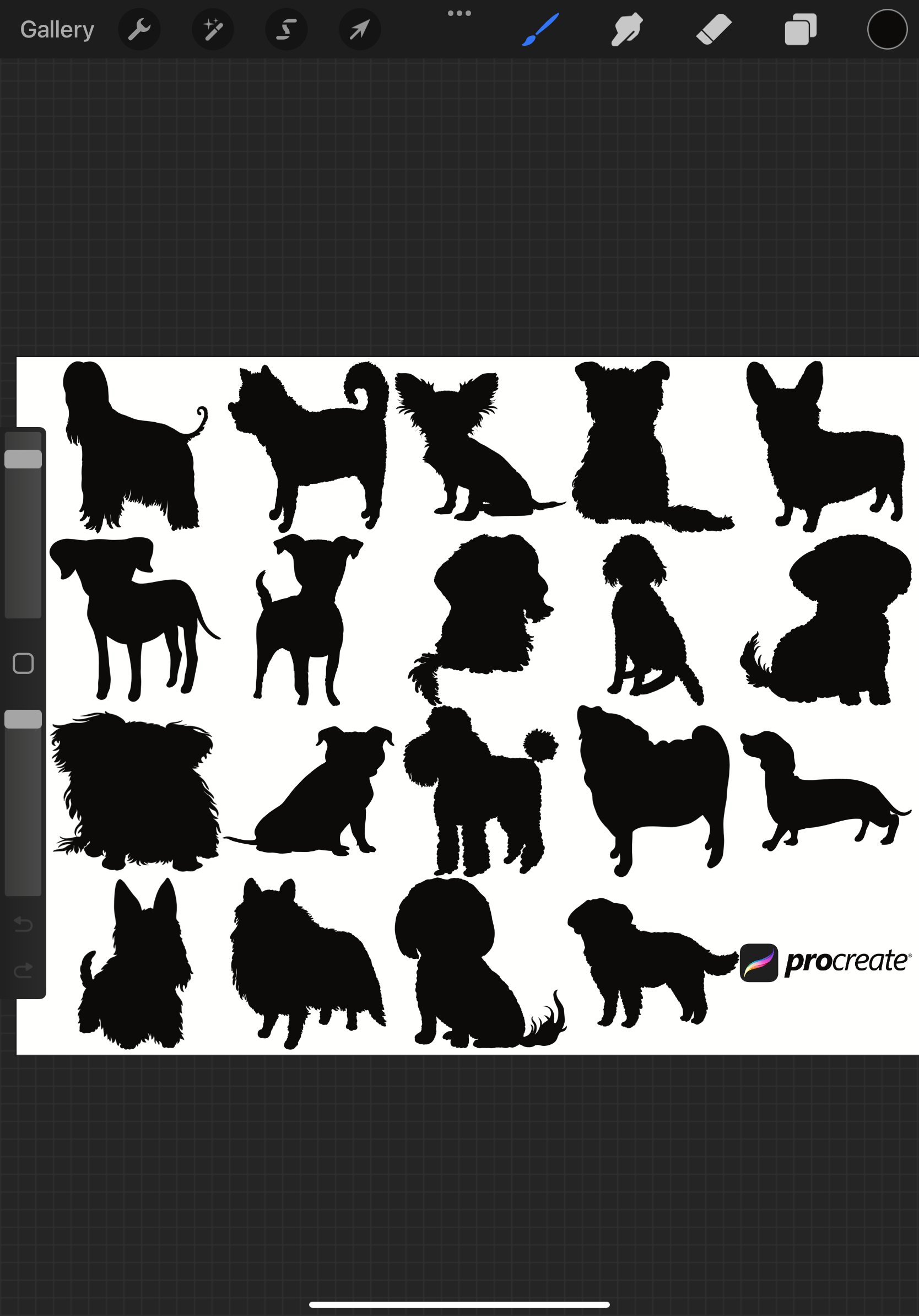 Cartoon Dog Silhouette Procreate Brush Stamp Set (2315214)